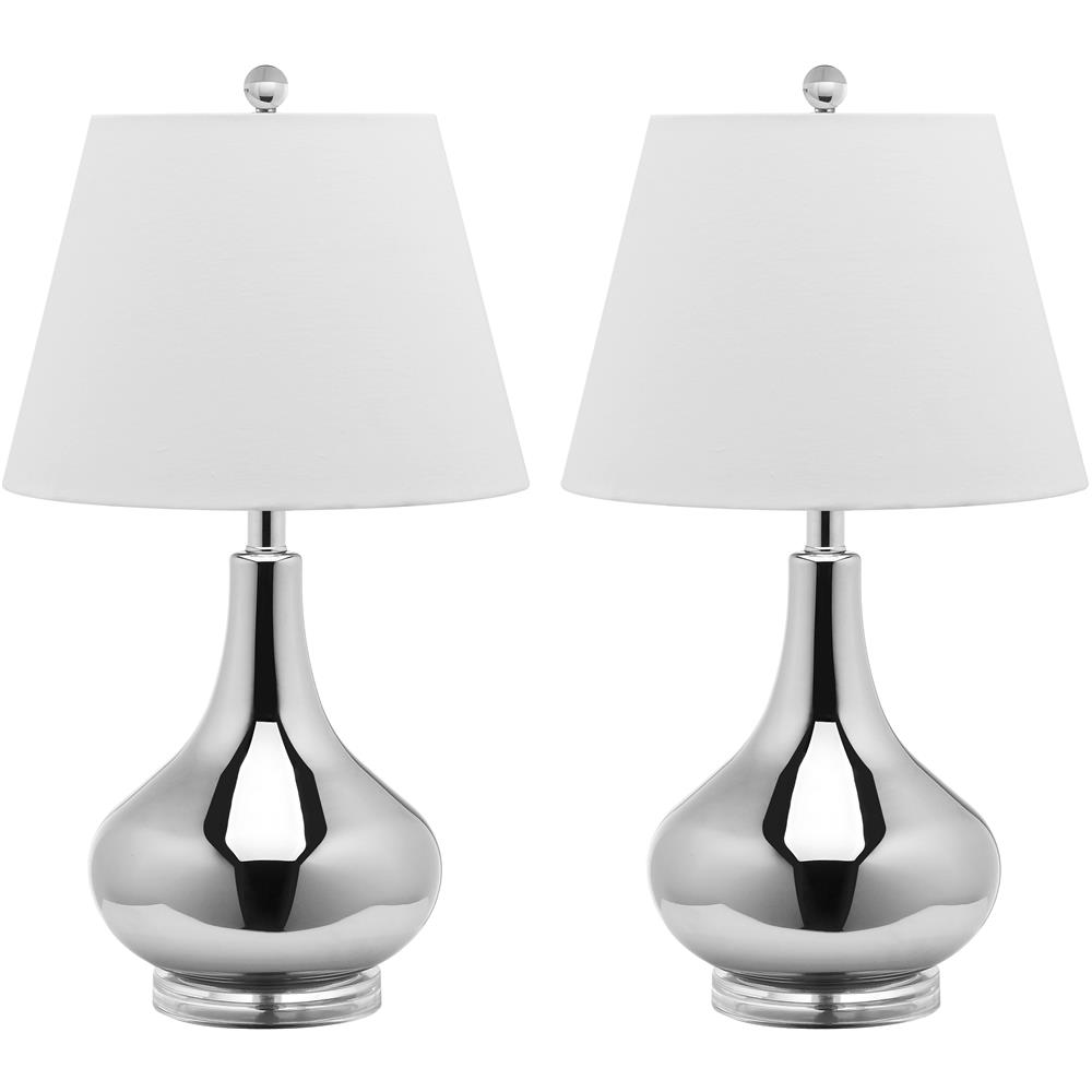 Safavieh LIT4087N AMY GOURD GLASS (SET OF 2) SILVER NECK TABLE LAMP